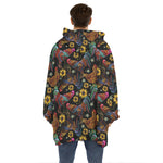 Embroidery Rooster Pattern Print Hoodie Blanket