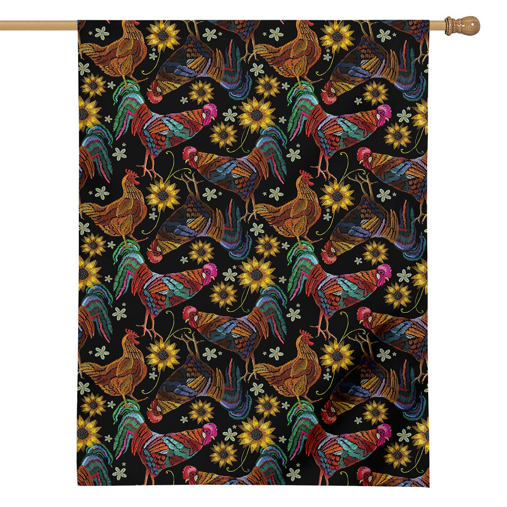 Embroidery Rooster Pattern Print House Flag