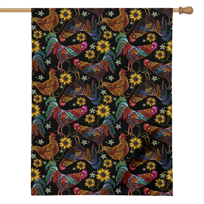 Embroidery Rooster Pattern Print House Flag