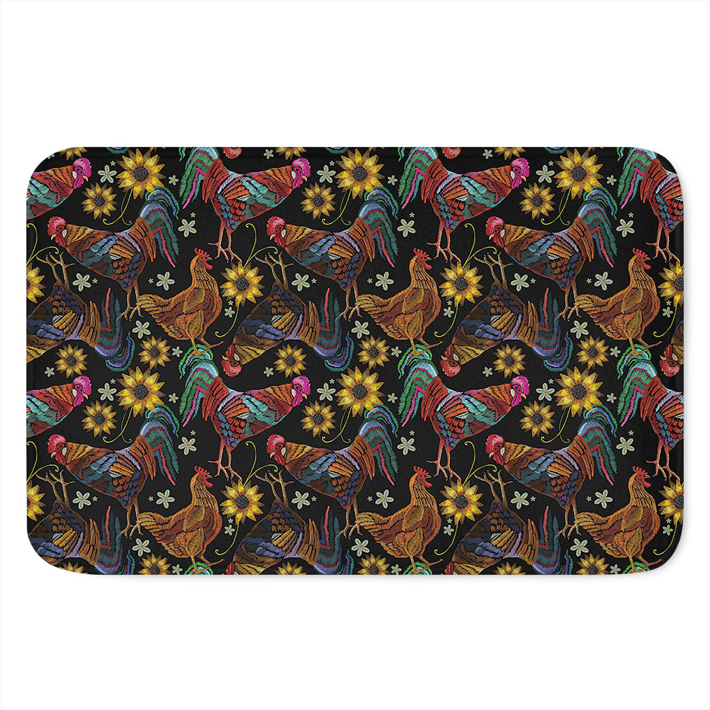 Embroidery Rooster Pattern Print Indoor Door Mat
