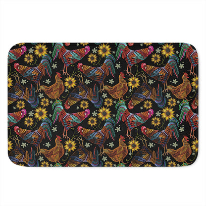 Embroidery Rooster Pattern Print Indoor Door Mat