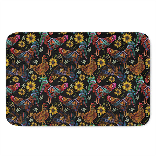Embroidery Rooster Pattern Print Indoor Door Mat