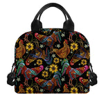 Embroidery Rooster Pattern Print Insulated Lunch Bag