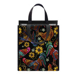 Embroidery Rooster Pattern Print Insulated Lunch Tote
