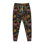 Embroidery Rooster Pattern Print Jogger Pants