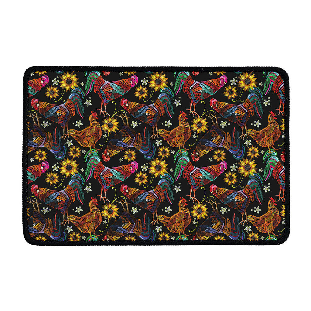 Embroidery Rooster Pattern Print Kitchen Mat