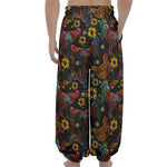Embroidery Rooster Pattern Print Lantern Pants