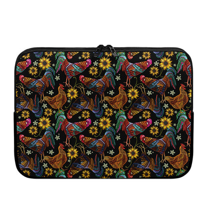 Embroidery Rooster Pattern Print Laptop Sleeve