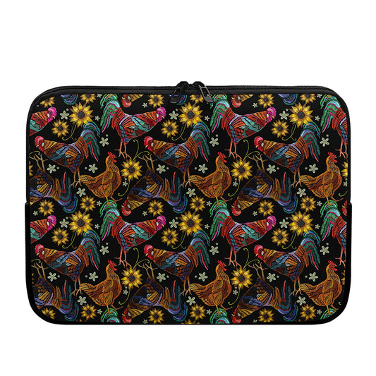 Embroidery Rooster Pattern Print Laptop Sleeve
