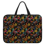 Embroidery Rooster Pattern Print Laptop Sleeve With Handle