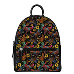 Embroidery Rooster Pattern Print Leather Backpack