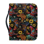 Embroidery Rooster Pattern Print Leather Bible Cover