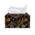 Embroidery Rooster Pattern Print Leather Tissue Box Cover
