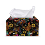 Embroidery Rooster Pattern Print Leather Tissue Box Cover