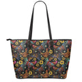 Embroidery Rooster Pattern Print Leather Tote Bag With Zipper