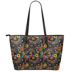 Embroidery Rooster Pattern Print Leather Tote Bag