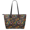 Embroidery Rooster Pattern Print Leather Tote Bag