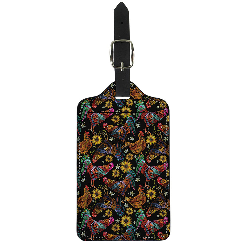 Embroidery Rooster Pattern Print Luggage Tag