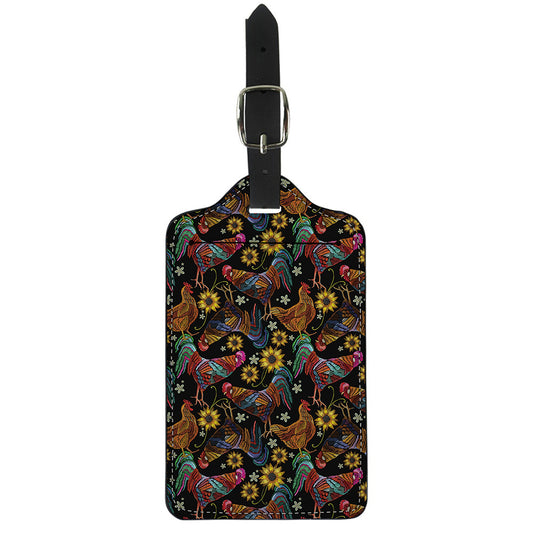 Embroidery Rooster Pattern Print Luggage Tag