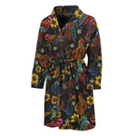 Embroidery Rooster Pattern Print Men's Bathrobe