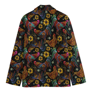 Embroidery Rooster Pattern Print Men's Blazer