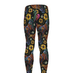 Embroidery Rooster Pattern Print Men's leggings