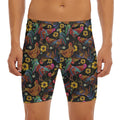 Embroidery Rooster Pattern Print Men's Long Boxer Briefs
