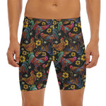 Embroidery Rooster Pattern Print Men's Long Boxer Briefs