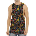 Embroidery Rooster Pattern Print Men's Muscle Tank Top
