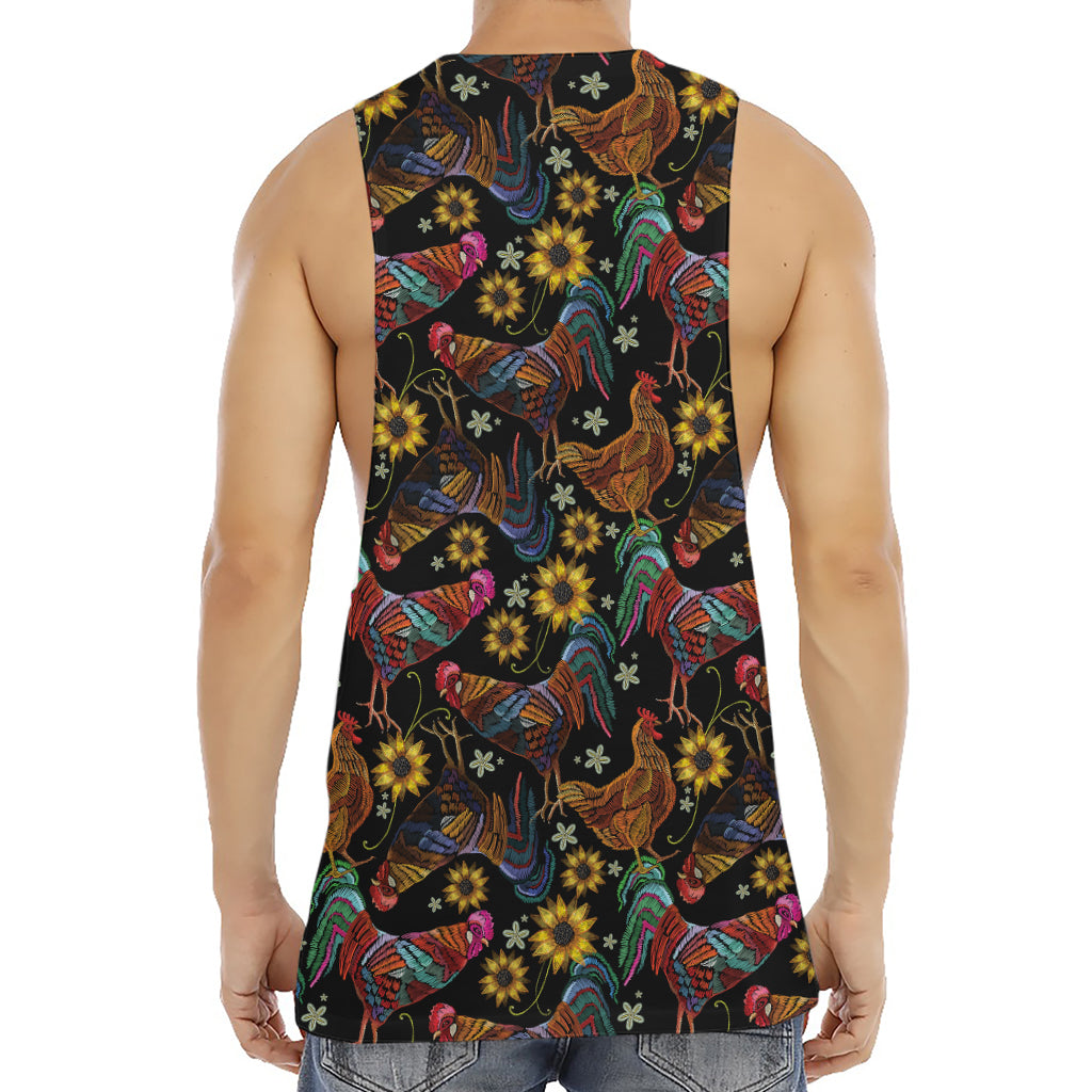 Embroidery Rooster Pattern Print Men's Muscle Tank Top