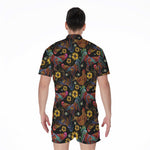 Embroidery Rooster Pattern Print Men's Rompers