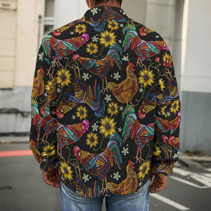 Embroidery Rooster Pattern Print Men's Shirt Jacket