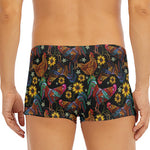 Embroidery Rooster Pattern Print Men's Short Boxer Briefs
