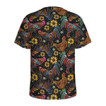 Embroidery Rooster Pattern Print Men's Sports T-Shirt