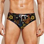 Embroidery Rooster Pattern Print Men's Swim Briefs