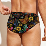 Embroidery Rooster Pattern Print Men's Swim Briefs