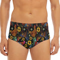 Embroidery Rooster Pattern Print Men's Triangle Swim Briefs