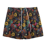Embroidery Rooster Pattern Print Mesh Shorts