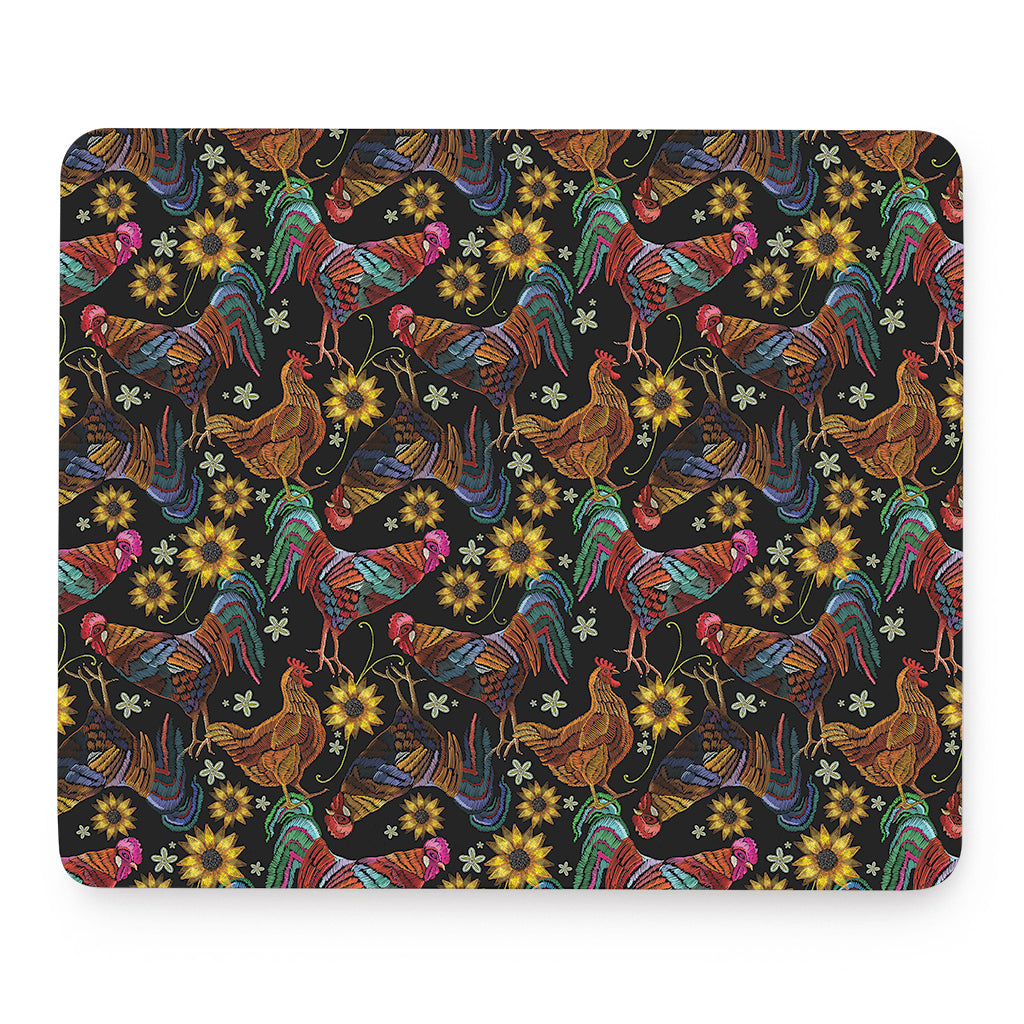 Embroidery Rooster Pattern Print Mouse Pad