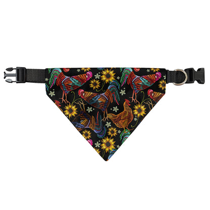 Embroidery Rooster Pattern Print Over The Collar Dog Bandana