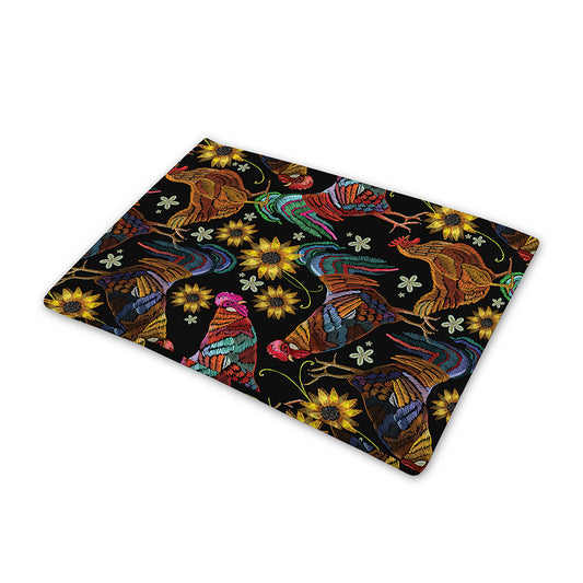 Embroidery Rooster Pattern Print Pet Cooling Mat Cover