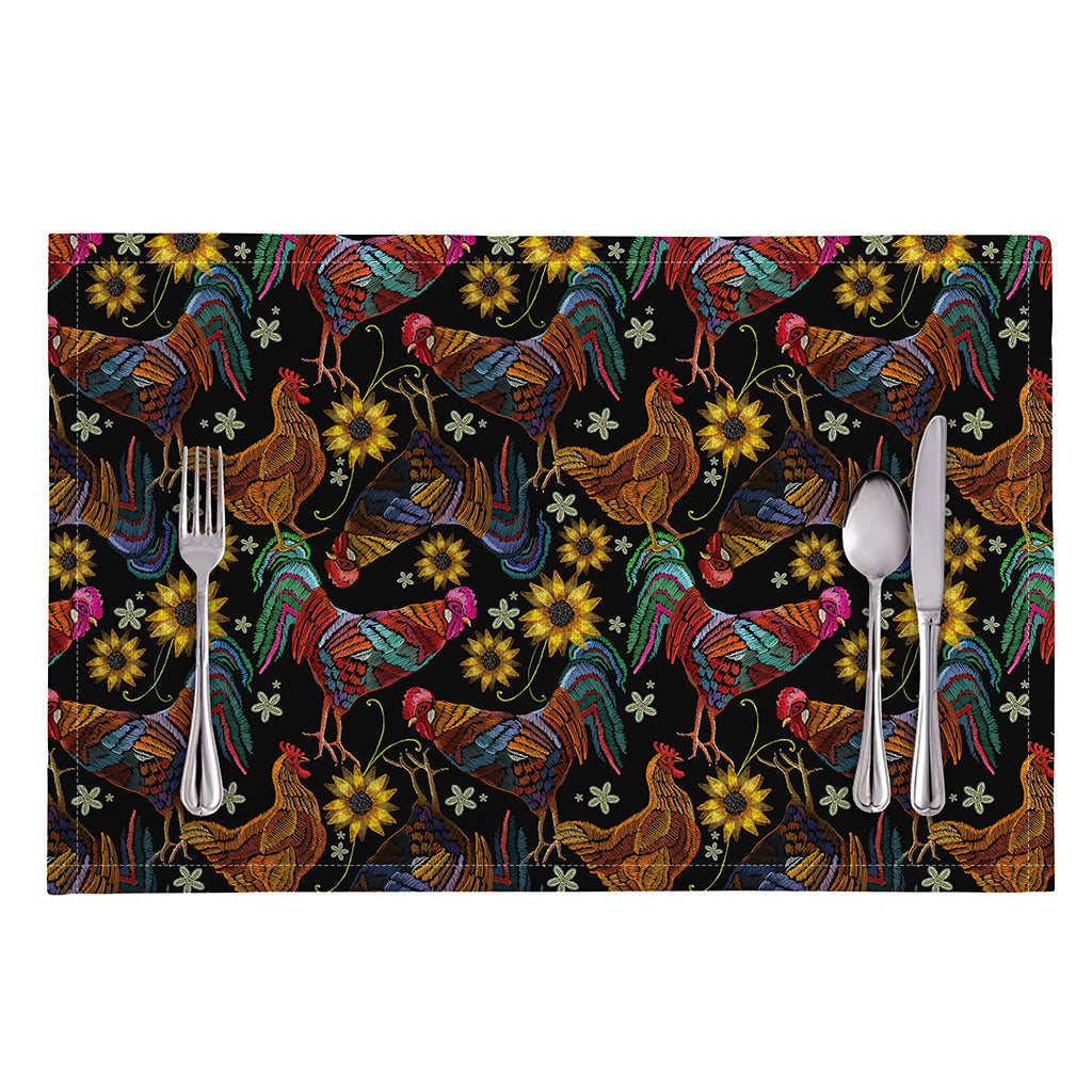 Embroidery Rooster Pattern Print Placemat