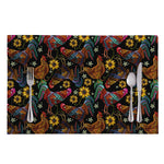 Embroidery Rooster Pattern Print Placemat