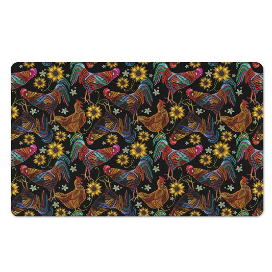 Embroidery Rooster Pattern Print Polyester Doormat