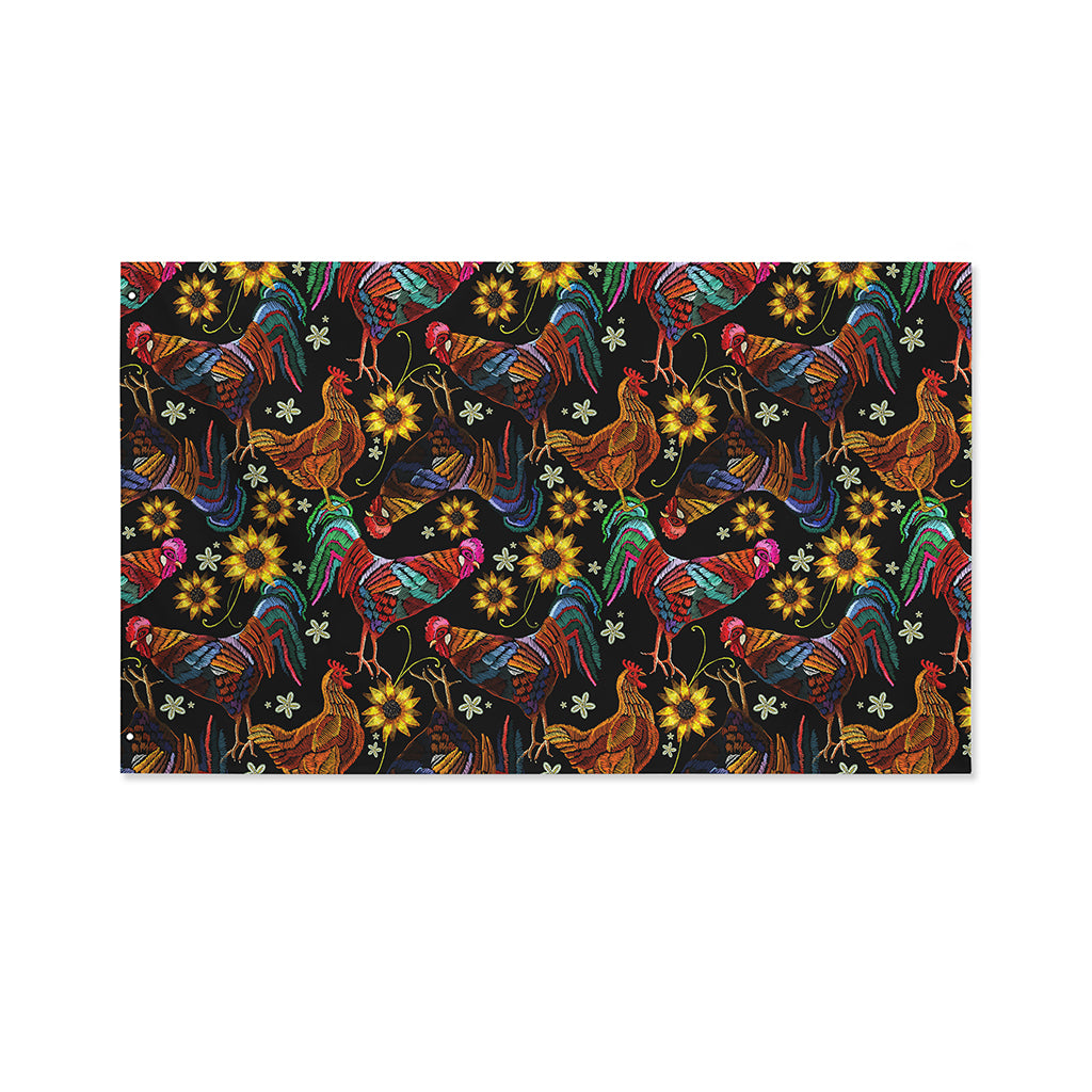 Embroidery Rooster Pattern Print Polyester Flag