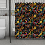 Embroidery Rooster Pattern Print Polyester Shower Curtain