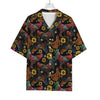 Embroidery Rooster Pattern Print Rayon Hawaiian Shirt