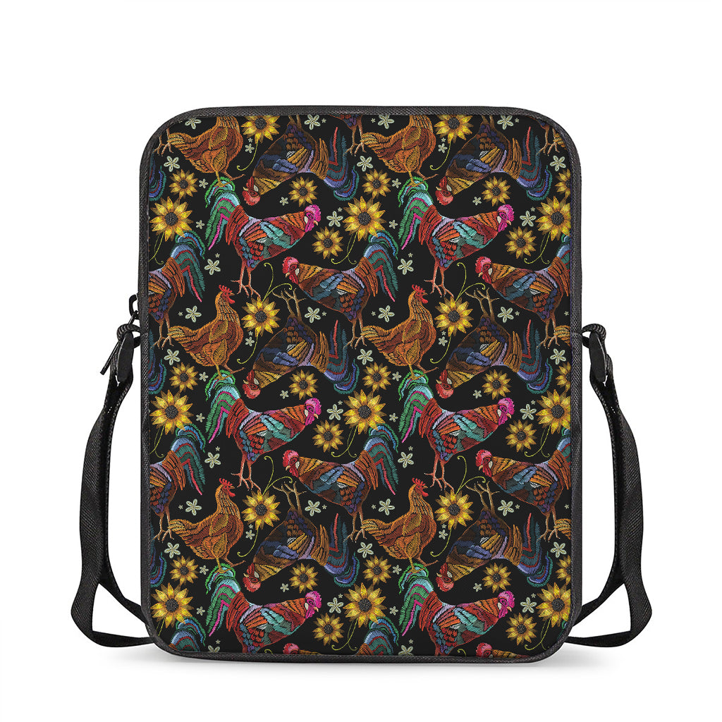 Embroidery Rooster Pattern Print Rectangular Crossbody Bag