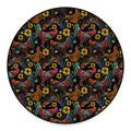 Embroidery Rooster Pattern Print Round Floor Mat