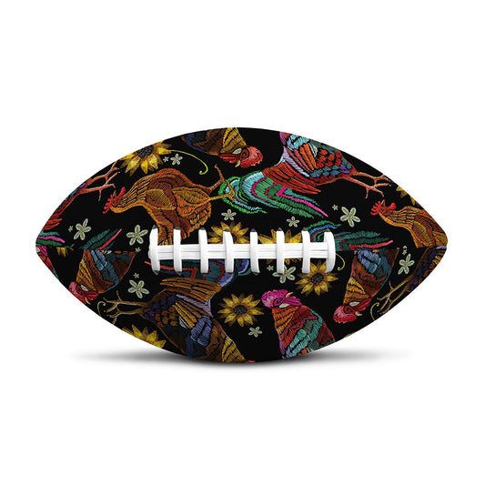 Embroidery Rooster Pattern Print Rugby Ball